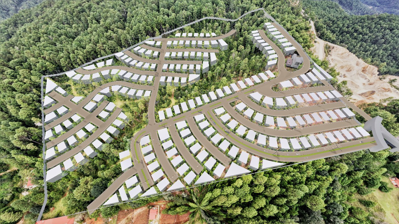 Lotificación del desarrollo inmobiliario en San Cristóbal De Las Casas, Chiapas, México.